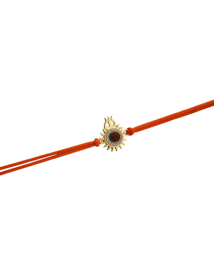 925 Sterling Silver 18kt Gold Plated and SUN-Trishul-Rudraksha Rakhi for men