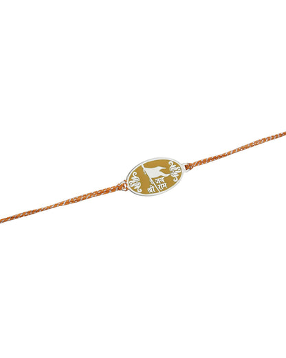 925 Sterling Silver Rhodium Plated Enamel Jai Shree Ram Rakhi for men