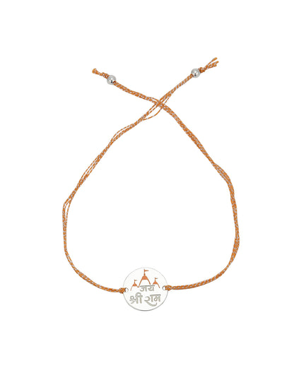 925 Sterling Silver Rhodium Plated Enamel  Engrave Jai Shree Ram Rakhi for men