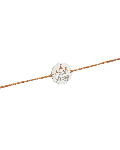 925 Sterling Silver Rhodium Plated Enamel  Engrave Jai Shree Ram Rakhi for men
