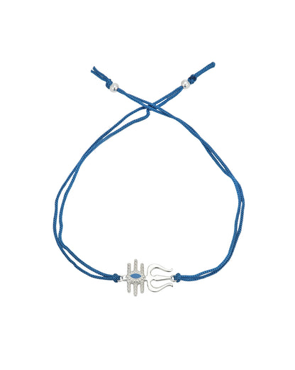 925 Sterling Silver Rhodium Plated Enamel Lord Shiva Trishul Rakhi for men