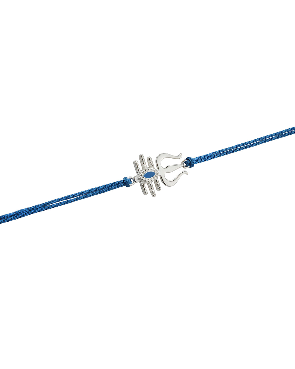 925 Sterling Silver Rhodium Plated Enamel Lord Shiva Trishul Rakhi for men