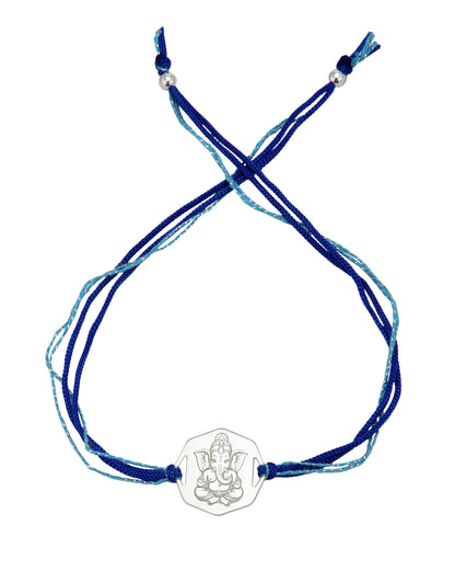 925 Sterling Silver Rhodium Plated Engrave Lord Ganesha Rakhi for men