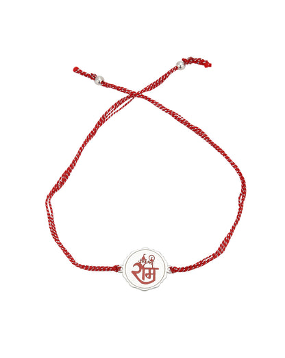 925 Sterling Silver Rhodium Plated Enamel Jai Shree Ram Rakhi for men