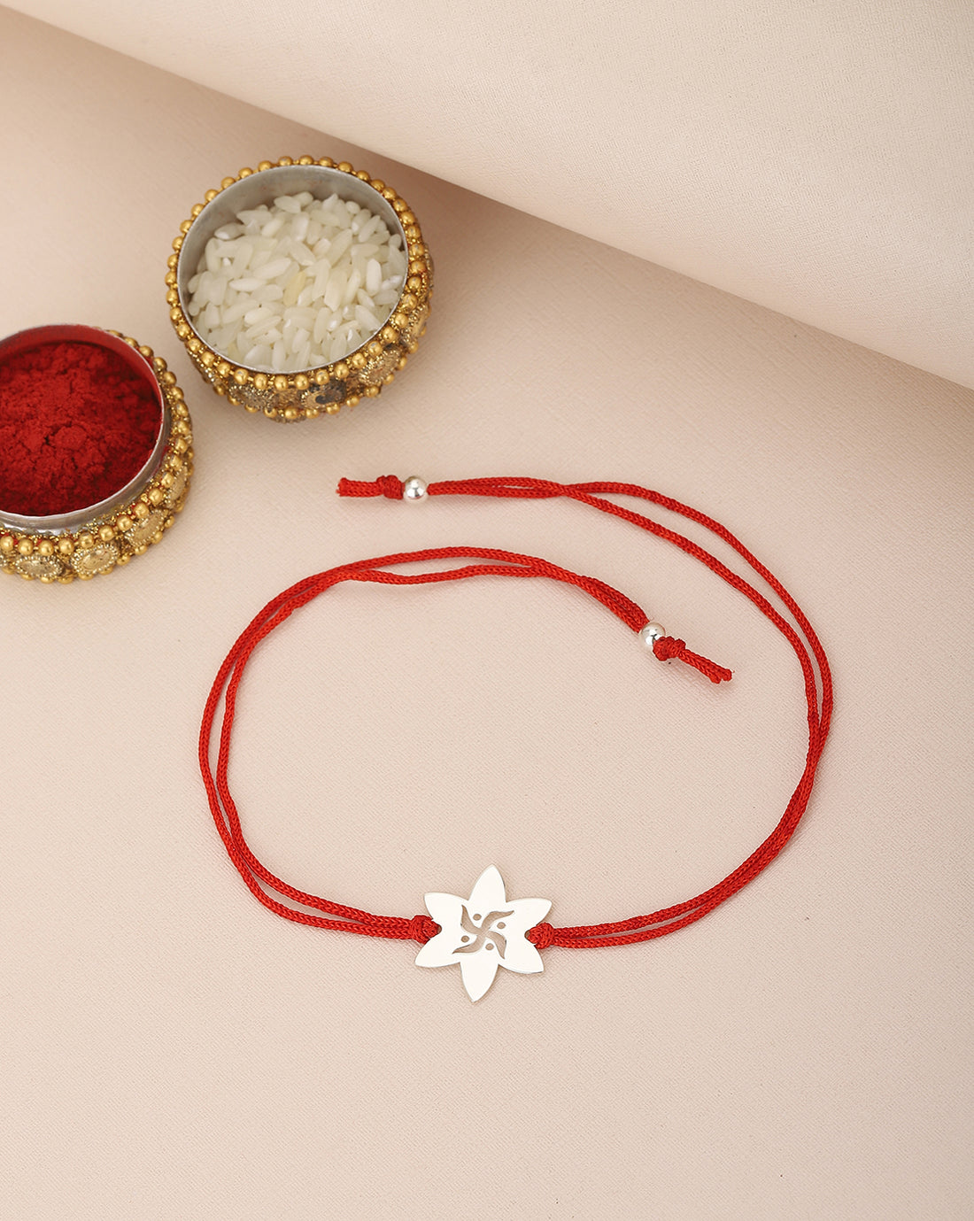 Carlton London Red 925 Sterling Silver Rakhi