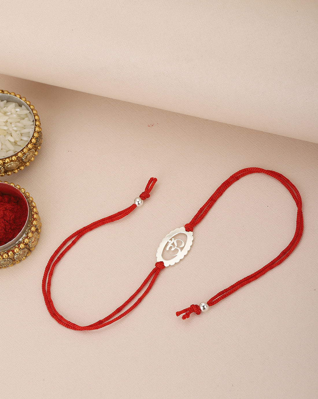 Carlton London Red 925 Sterling Silver Rakhi