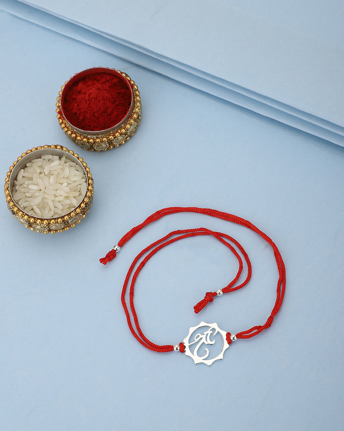 Carlton London Men Red 925 Sterling Silver Plated Rakhi