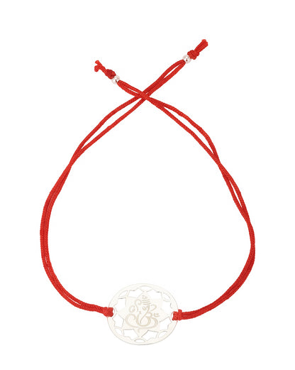 Carlton London Men Silver-Toned Red Ethnic 925 Sterling Silver Rakhi