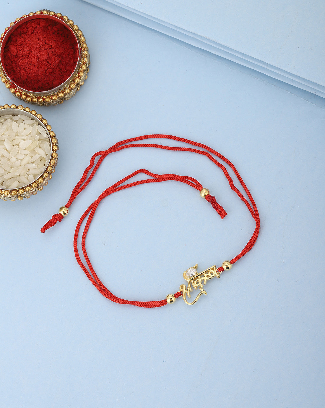 Carlton London Red 925 Sterling Silver Rakhi