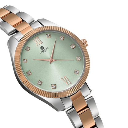 Carlton London Women Rose Gold/Green Stainless Steel Harper Analog Watch - CLBRTGRN