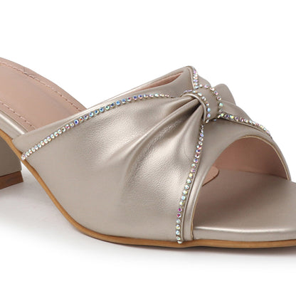 Lustrous Knot Strap Block Heel Women&