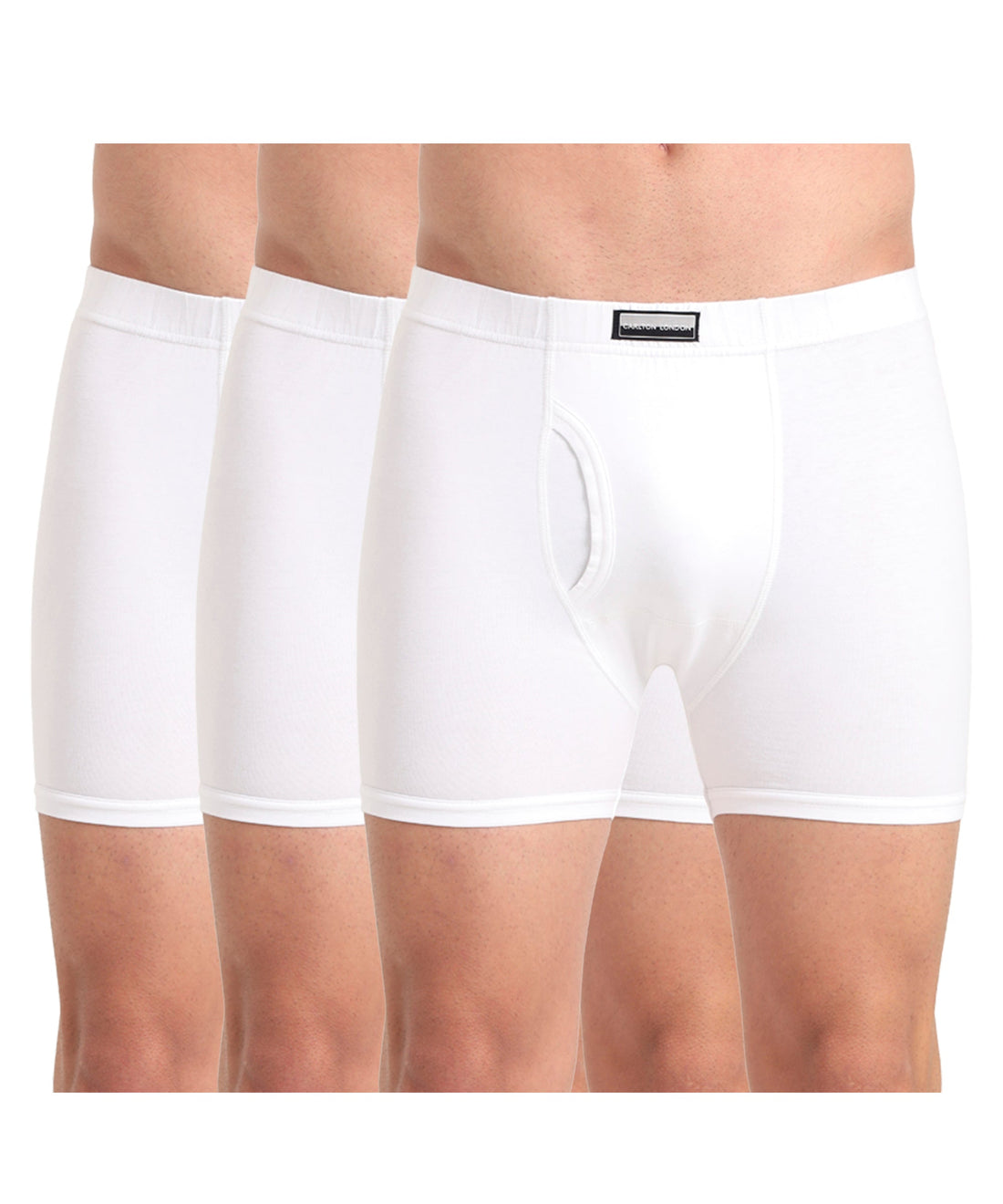 Boxer Brief White Pack of 3  Cotton Spandex Fabric with Classic Fit Style 001