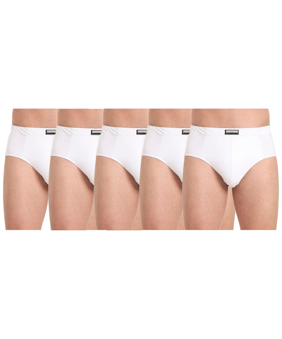 Brief White Pack of 5 Cotton Spandex Fabric with Classic Fit Style 001