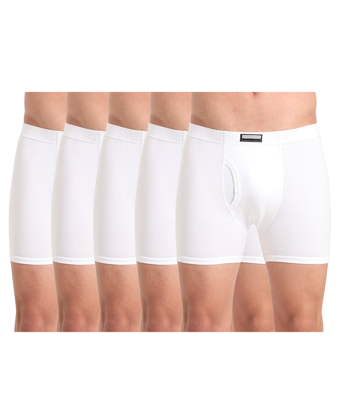 Boxer Brief White Pack of 5  Cotton Spandex Fabric with Classic Fit Style 001