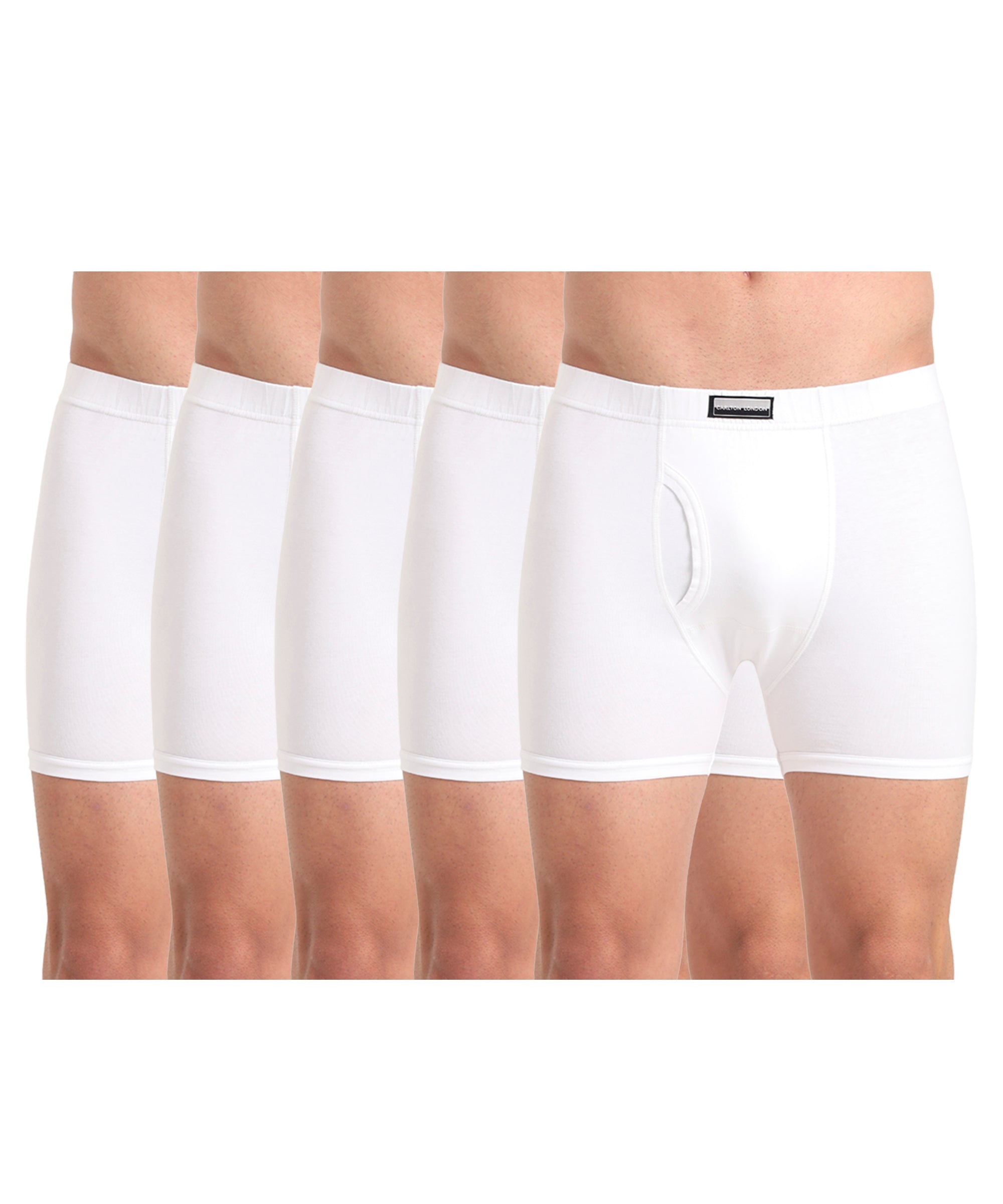Boxer Brief White Pack of 5  Cotton Spandex Fabric with Classic Fit Style 001
