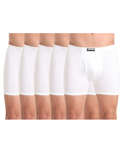 Boxer Brief White Pack of 5  Cotton Spandex Fabric with Classic Fit Style 001