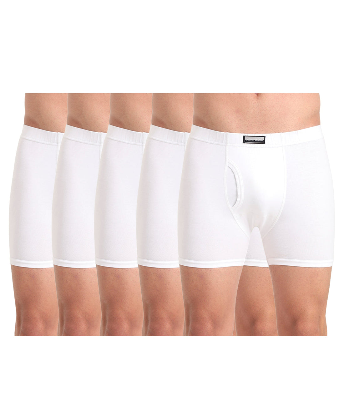 Boxer Brief White Pack of 5  Cotton Spandex Fabric with Classic Fit Style 001