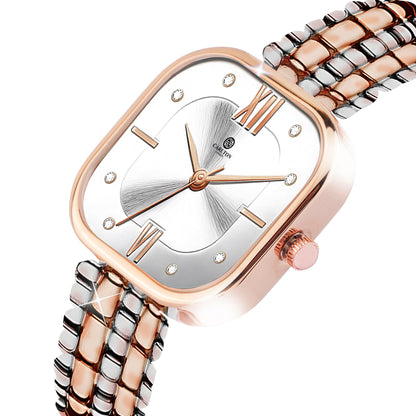 Chelsea Women White Dial Dual Tone Strap Stainless Steel Analog Watch - CHELWHT-A1