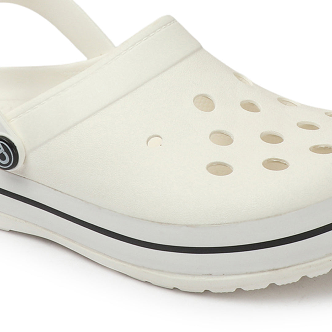 Men Striped Band Perforated Clogs