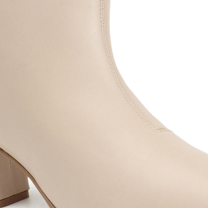 Women Round Toe Mid-Top Solid Chelsea Boots