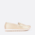 Carlton London women loafers in gold and white colour. 