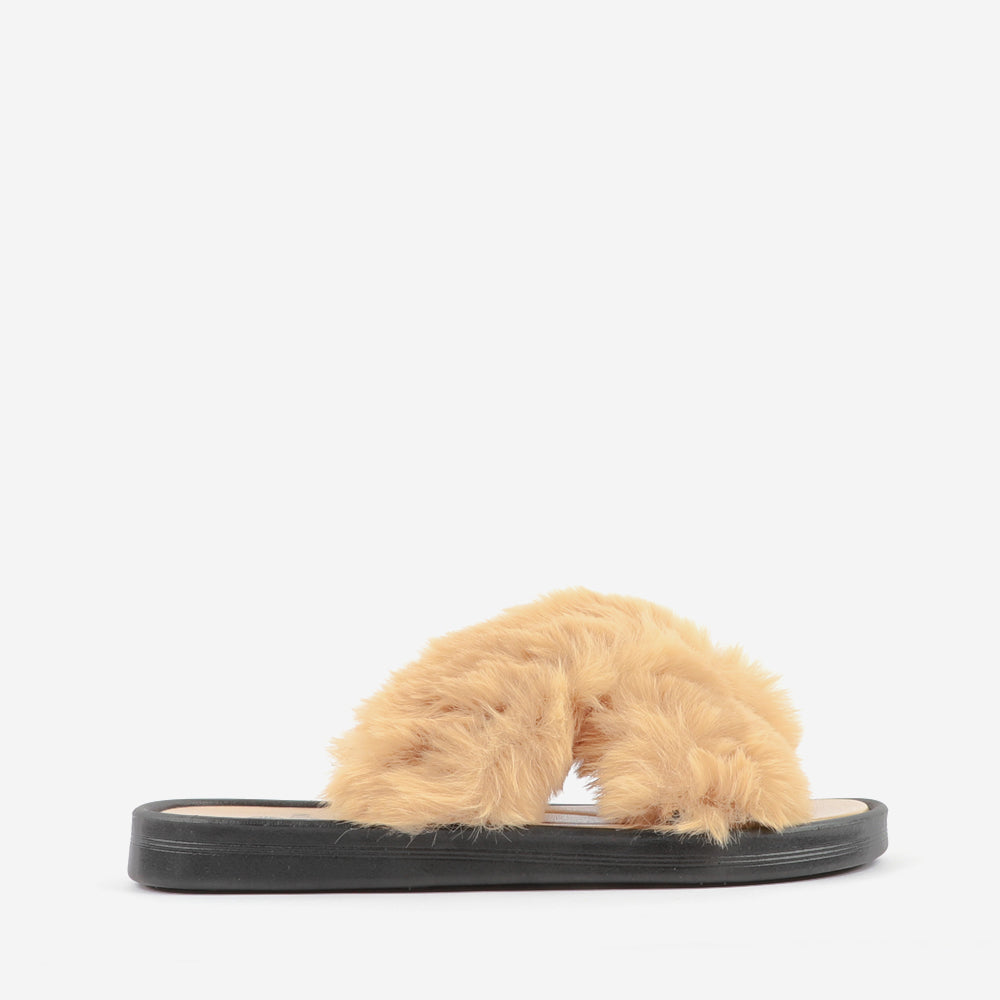 Carlton London slippers in tan colour with soft faux leather.