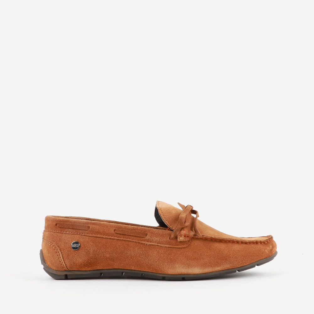CARLTON LONDON LEATHER BOW SLIP ON LOAFERS