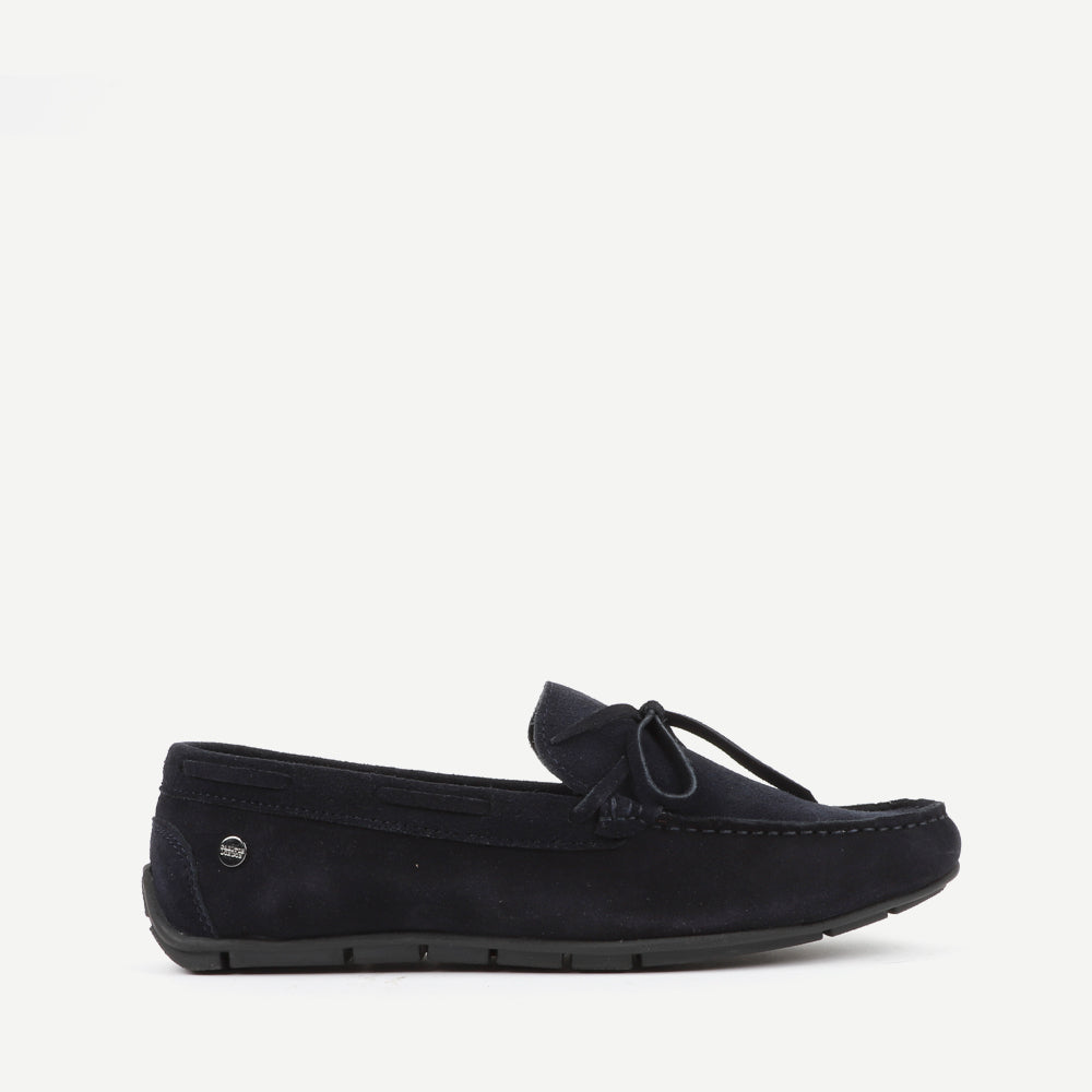 CARLTON LONDON LEATHER BOW SLIP ON LOAFERS-ROYAL