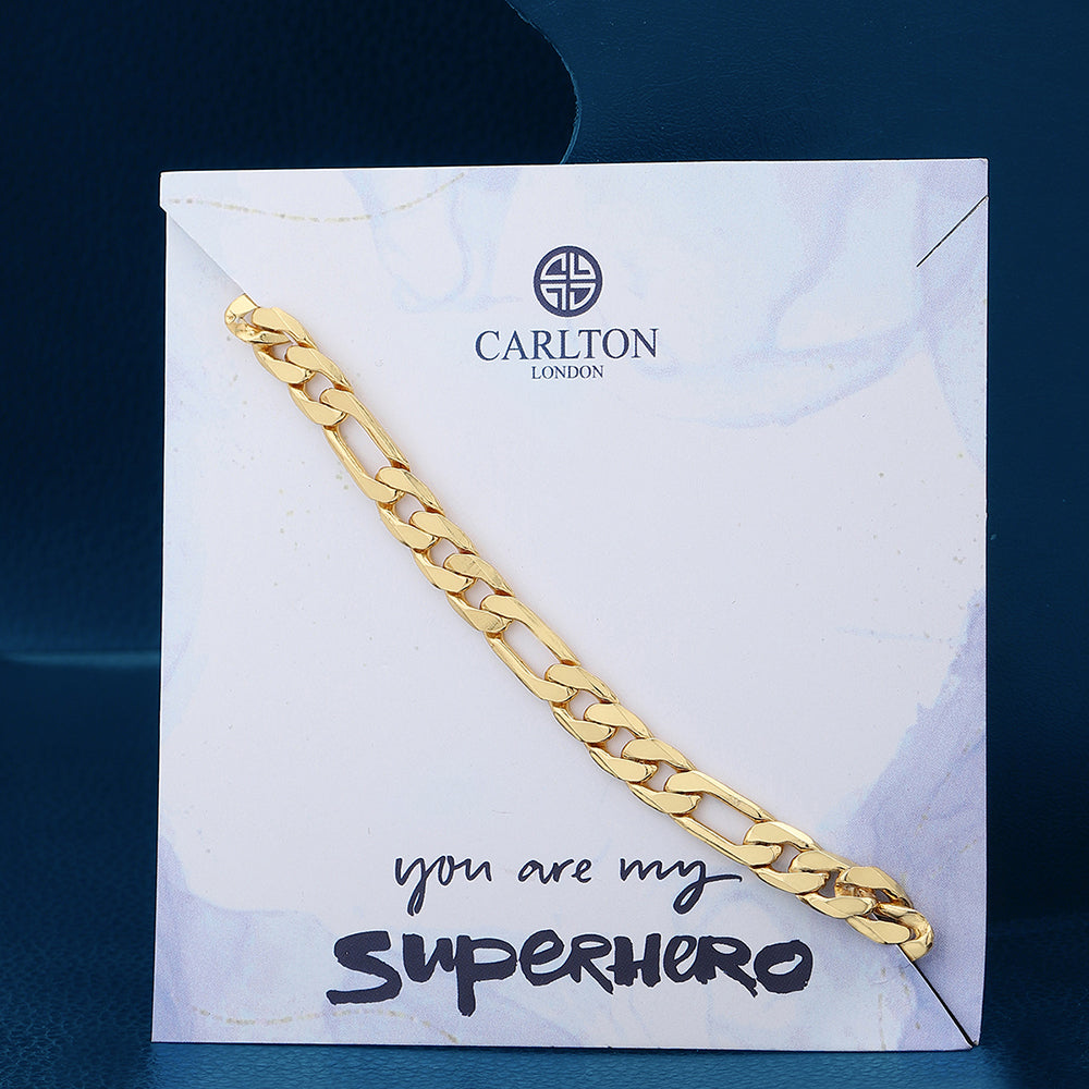 Carlton London-Men Brass 18K Gold-Plated Link Bracelet With Gift Card