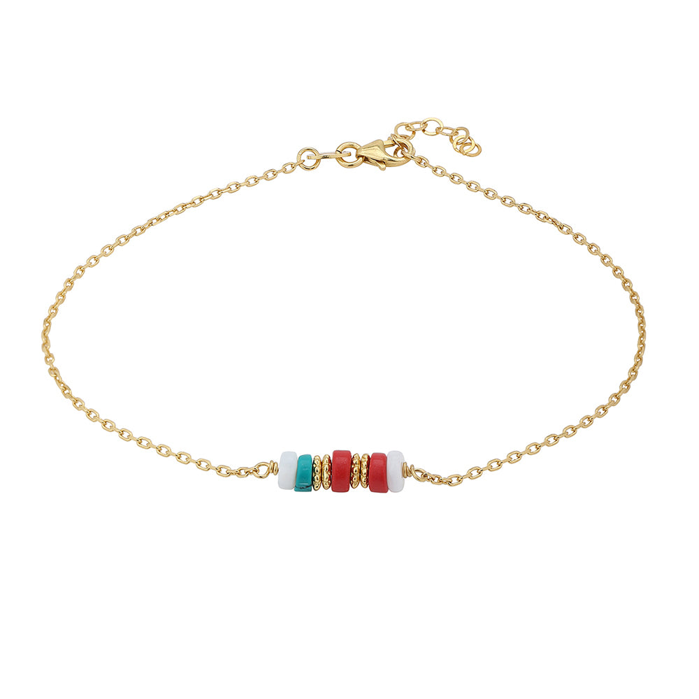 Carlton London Gold-Plated Multi Color Stone Anklet For Women