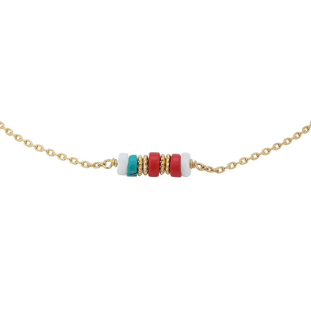 Carlton London Gold-Plated Multi Color Stone Anklet For Women