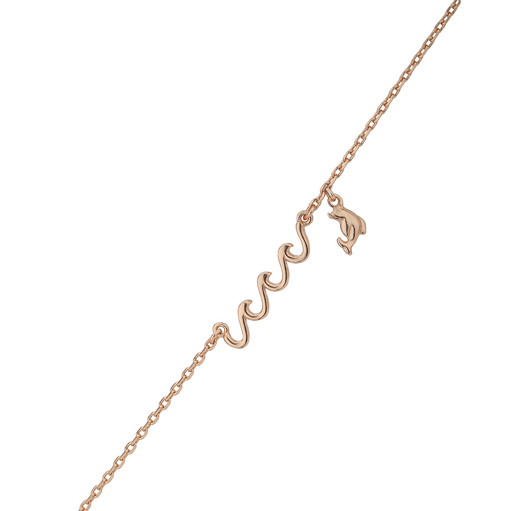 Carlton London Rose Gold-Plated Dolphin Shape Anklet For Women