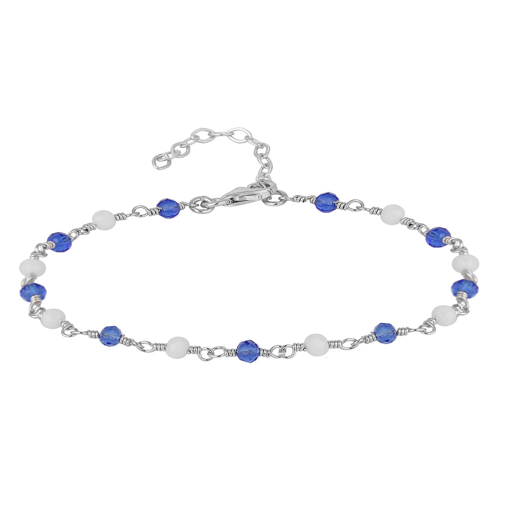 Women Silver-Toned &amp; Blue Brass Rhodium-Plated Charm Braceletfjb3808