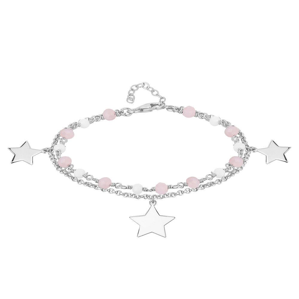 Women Silver-Toned &amp; White Brass Rhodium-Plated Charm Braceletfjb3811