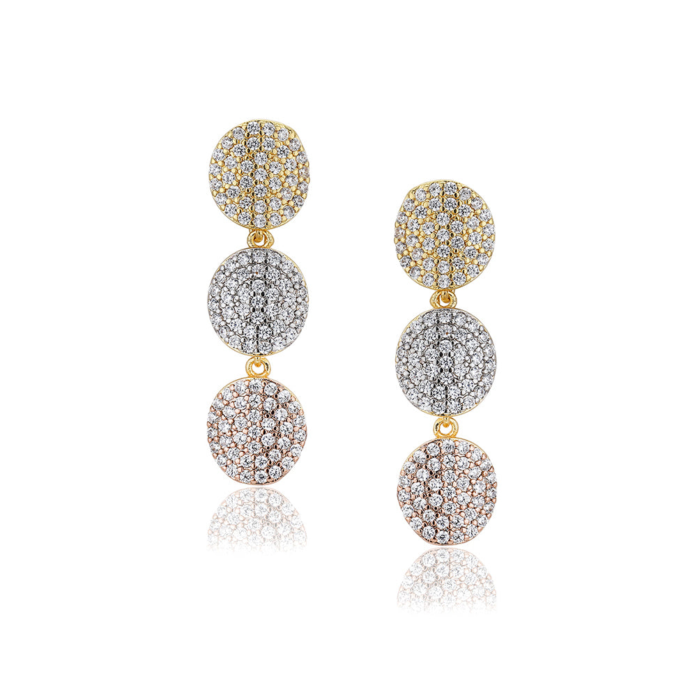 Carlton London Premium Jwlry-Gold Toned CZ Studded Gold-Plated Contemporary Handcrafted Drop Earrings FJE4139
