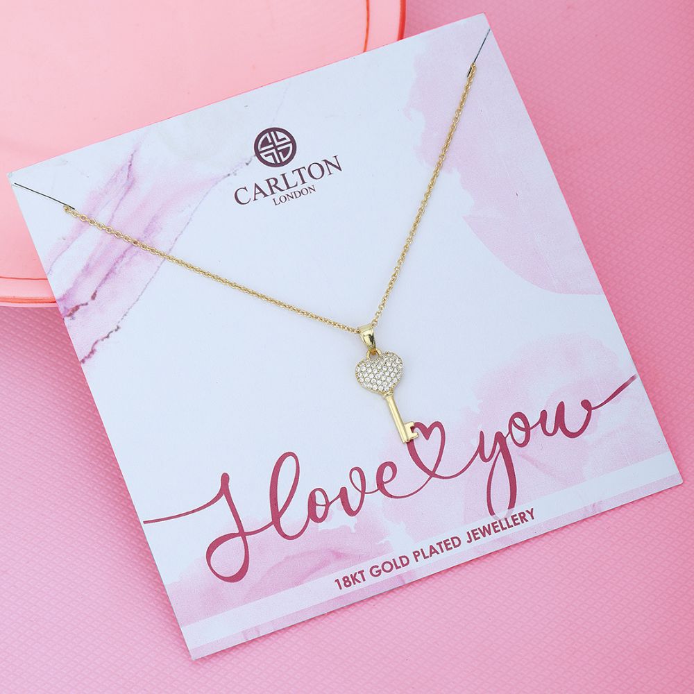 Carlton London-Women 18K Gold-Plated Pendant With Chain With Gift Card