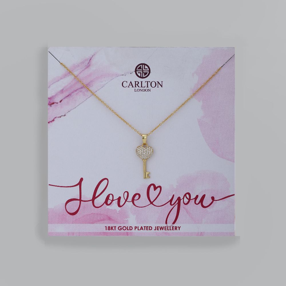 Carlton London-Women 18K Gold-Plated Pendant With Chain With Gift Card