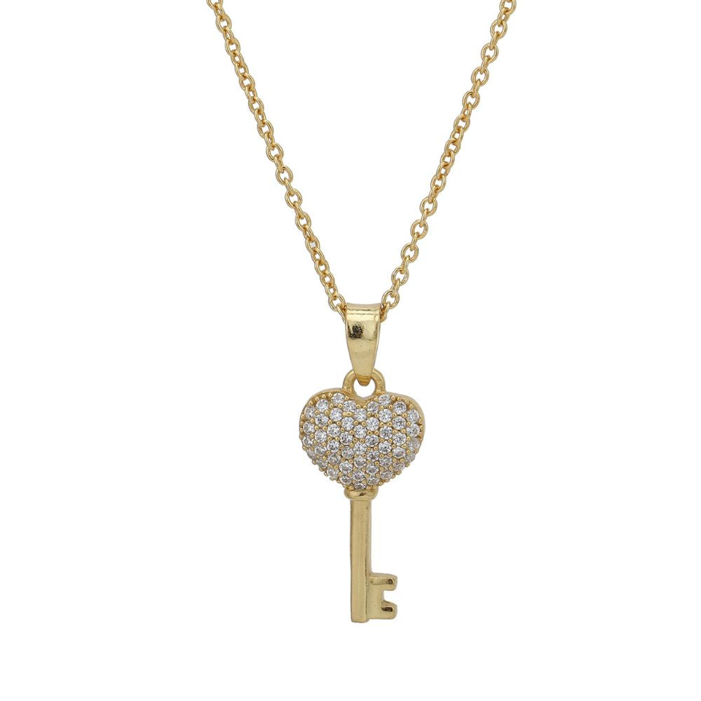 Carlton London-Women 18K Gold-Plated Pendant With Chain With Gift Card