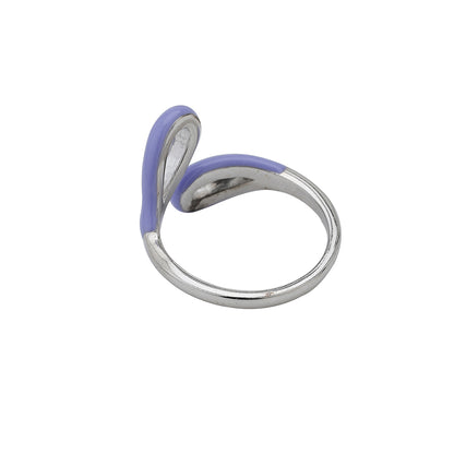 Carlton London Rhodium Plated Silver Toned Enamel Adjustable Finger Ring For Women