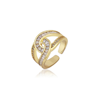 Carlton London Premium Gold Plated Cz Studded Contemporary Finger Ring For Women