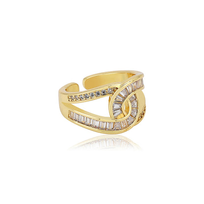 Carlton London Premium Gold Plated Cz Studded Contemporary Finger Ring For Women