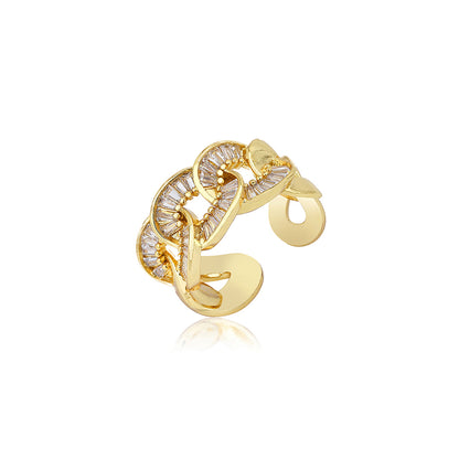 Carlton London Premium Gold Plated Cz Studded Contemporary Adjustable Finger Ring For Women