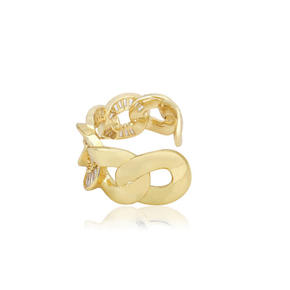 Carlton London Premium Gold Plated Cz Studded Contemporary Adjustable Finger Ring For Women