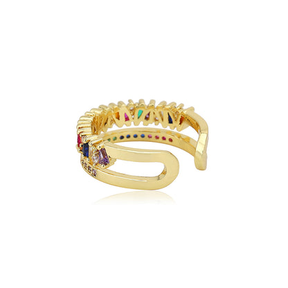 Carlton London Premium Gold Plated Cz Studded Adjustable Finger Ring For Women