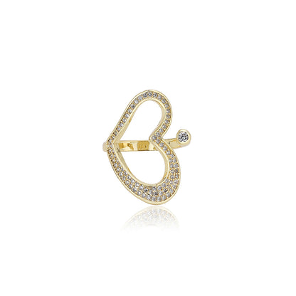 Carlton London Premium Gold Plated Cz Studded Heart Shape Finger Ring For Women