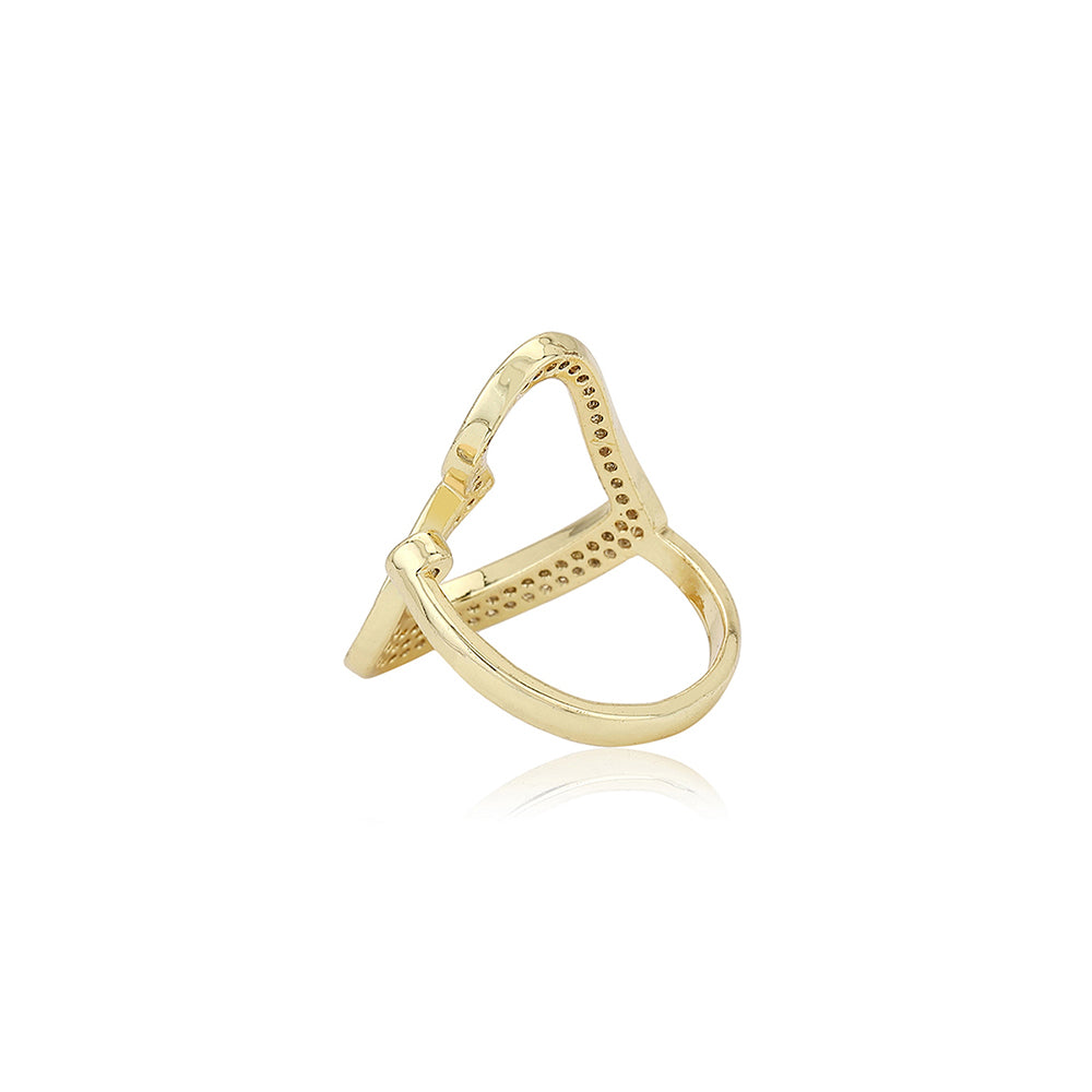 Carlton London Premium Gold Plated Cz Studded Heart Shape Finger Ring For Women