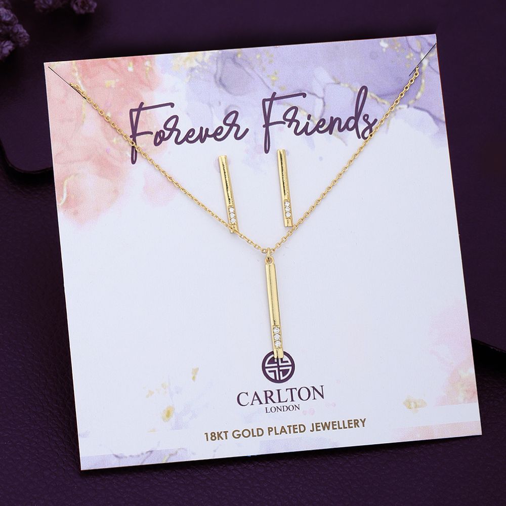Carlton London-Women 18K Gold-Plated Necklace With Earrings &amp; Gift Card