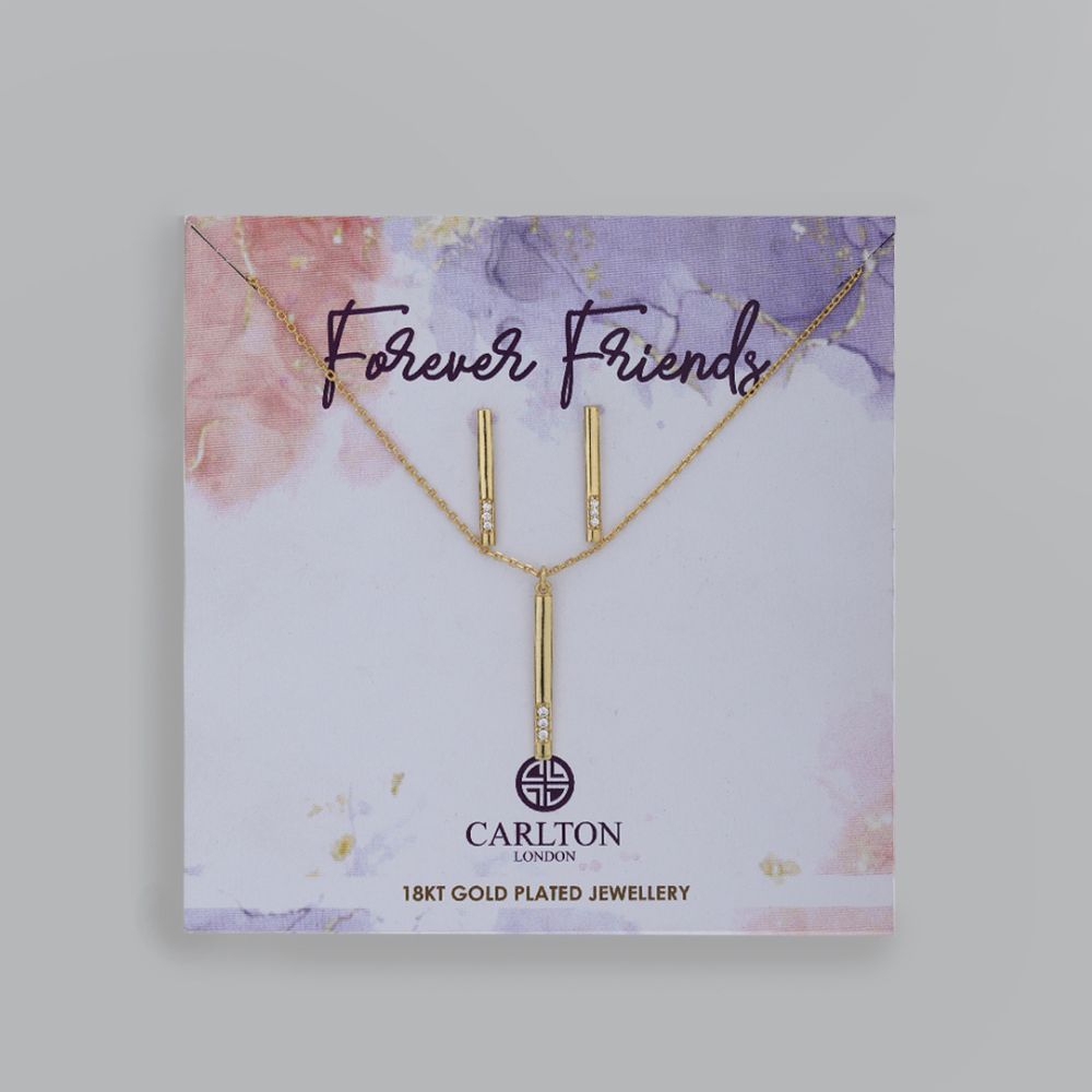 Carlton London-Women 18K Gold-Plated Necklace With Earrings &amp; Gift Card