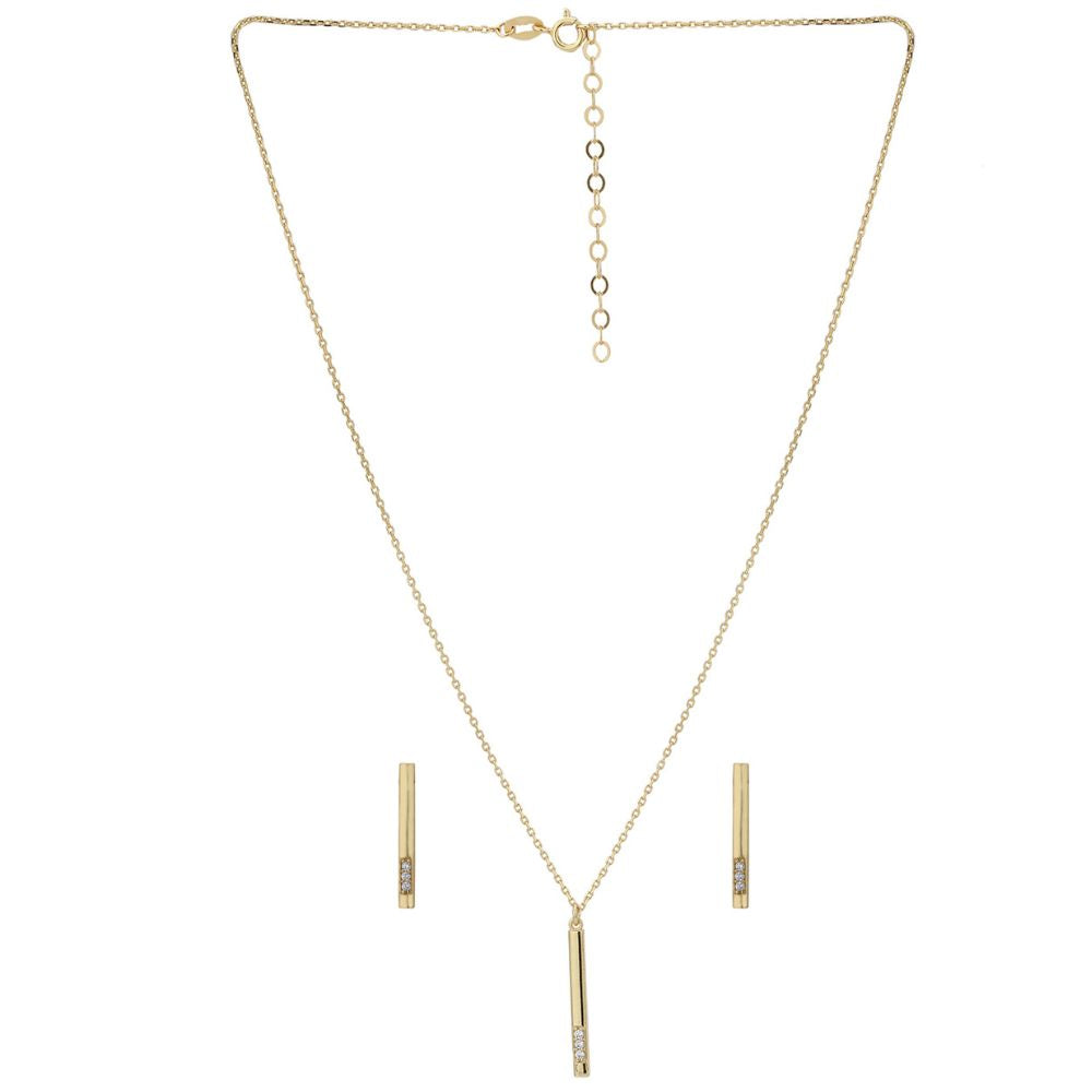 Carlton London-Women 18K Gold-Plated Necklace With Earrings & Gift Card