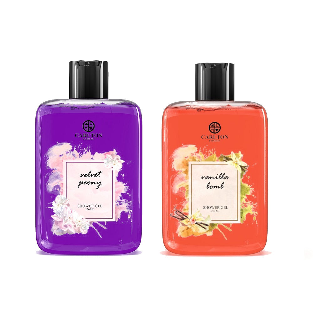 Women Combo Of Shower Gel Vanilla Bomb And Velvet Peony Soft &amp; Fresh Body Wash - 250Ml Each